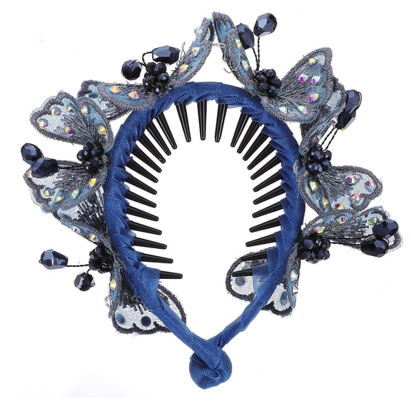 LOLIPPYY 1Pc Handmade Navy Butterfly Hair Slide Crystal Rhinestone Hair Accessory