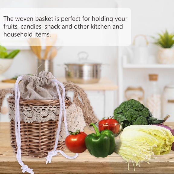LOLIPPYY 1Pc Handmade Willow Woven Food Storage Basket for Kitchen and Household Use