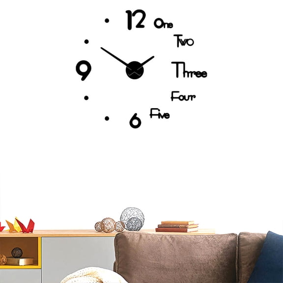 LOLIPPYY 1Pc Hanging Clock for Home Black DIY Nordic Style Wall Clock with Quartz Mechanism