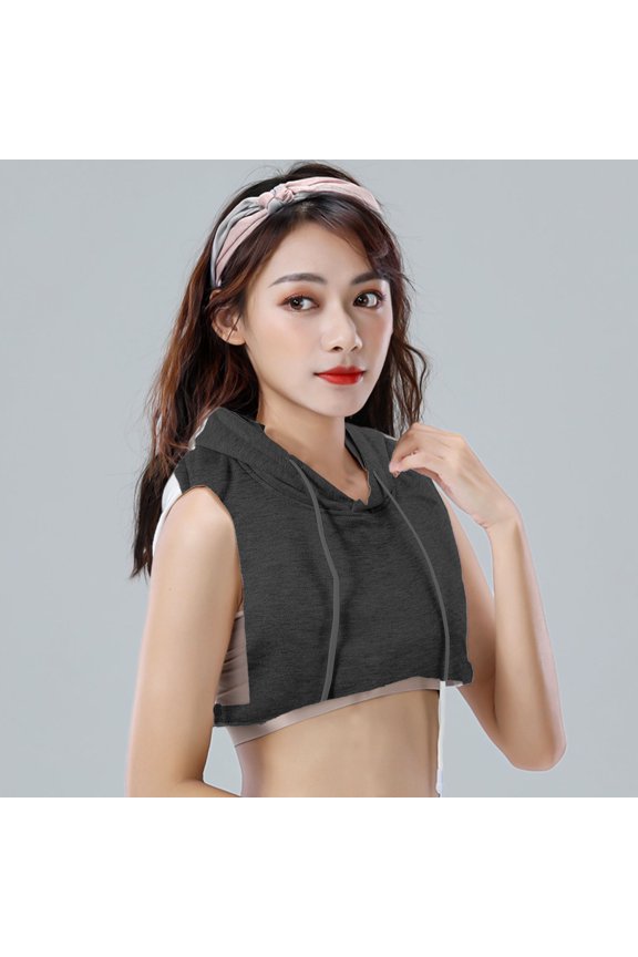 1Pc Hoodie Style Fake Collar Detachable Cotton Blouse for Fashionable Clothes Decoration Black