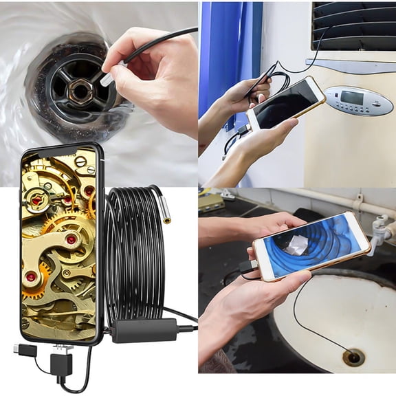 LOLIPPYY 1Pc Inspection Camera with Waterproof Black Design for Hard-to-Reach Area Detection