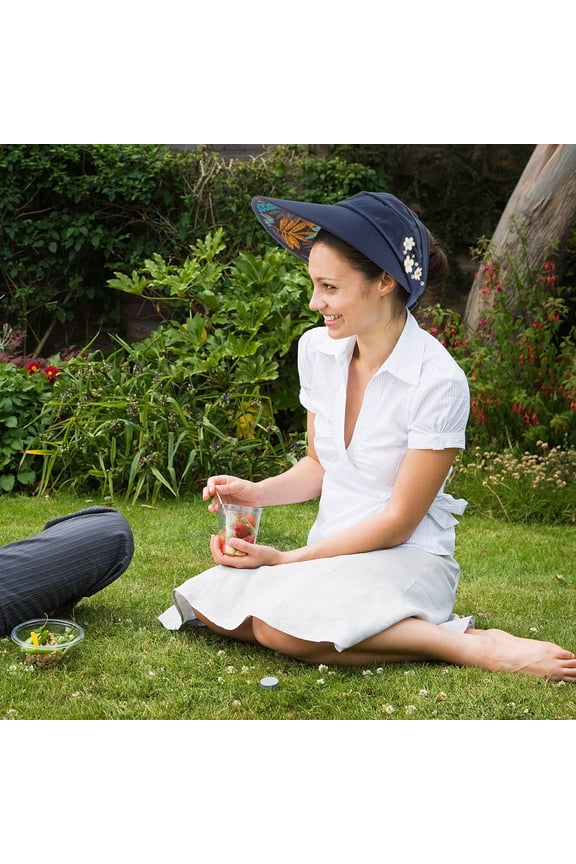 1Pc Lightweight Blue Summer Protection Hat with Foldable Design and Rear Hair Binding Feature