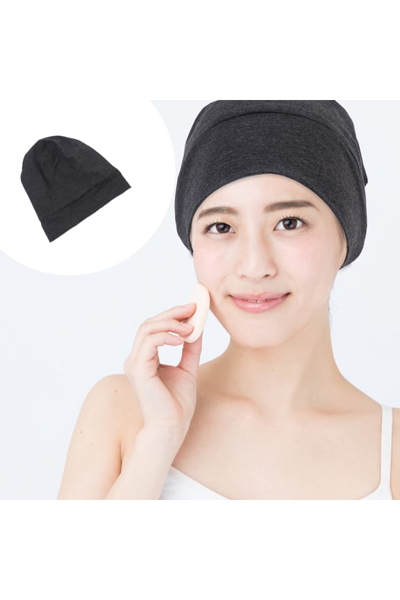 1Pc Lightweight Dark Grey Hair Protective Sleeping Cap with Elastic Rim