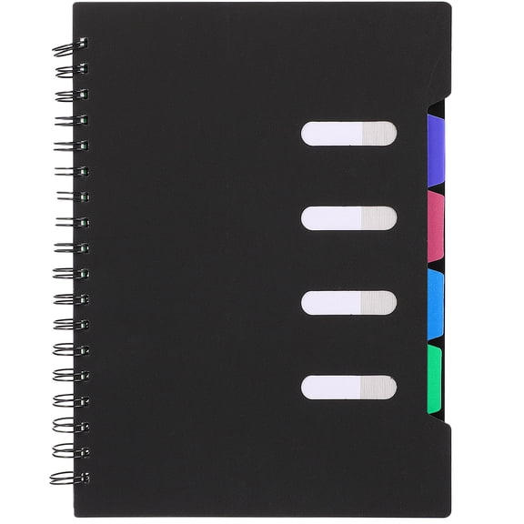 LOLIPPYY 1Pc Loose Leaf Notebook Black Lined Paper Binder Journal Planner for Note Taking
