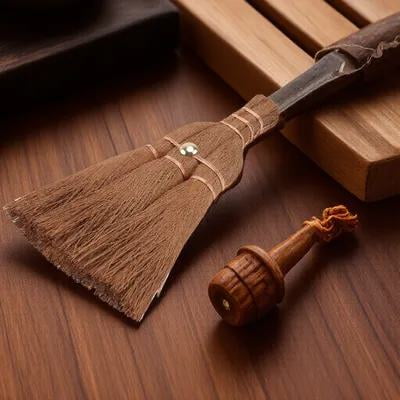 LOLIPPYY 1Pc Natural Palm Broom Brown Small Household Cleaning Tool Practical Hanging Rope