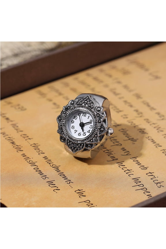 1Pc Numerals Quartz Finger Watch White Shape with Elastic Band Casual Wear