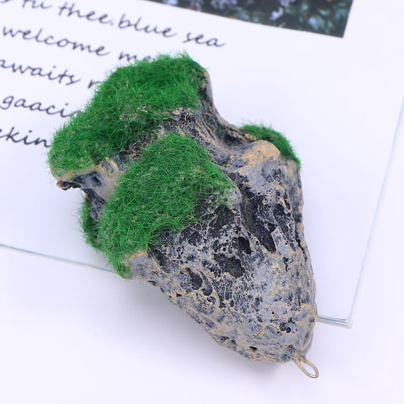 LOLIPPYY 1Pc Olive Green Floating Artificial Stone Aquarium Decor with Adjustable String