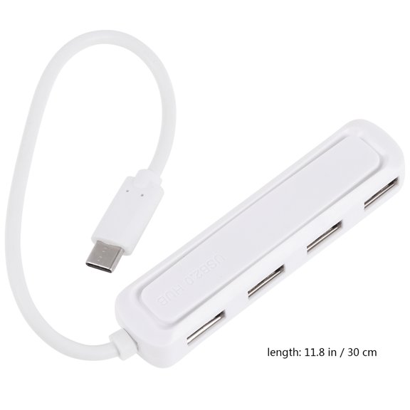 LOLIPPYY 1Pc Otg Type C Converter USB C to 4 USB A Hub with Heat Dissipation in White