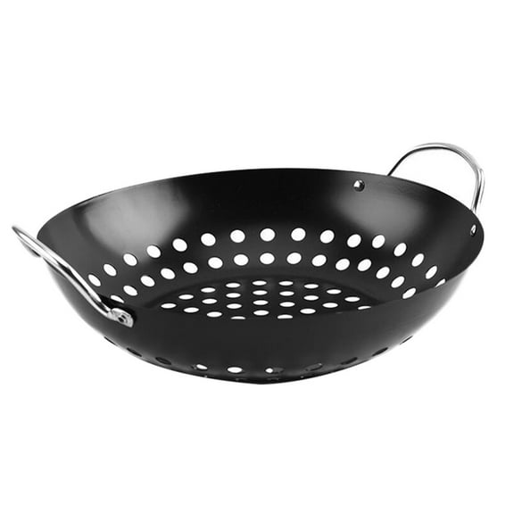 LOLIPPYY 1Pc Outdoor Bbq Grill Pan Non Stick Round Barbecue Plate Durable Rust Resistant