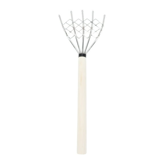 LOLIPPYY 1Pc Outdoor Clam Rake with Net Stainless Steel Teeth and Wooden Handle for Garden Soil and Shell Digging