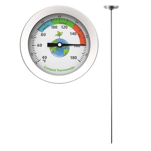 LOLIPPYY 1Pc Outdoor Waterproof Soil Thermometer Premium Stainless Steel for Garden and Compost Bins