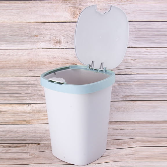 LOLIPPYY 1Pc Pedal Trash Can with Push Button Lid Sky Blue Plastic Garbage Can