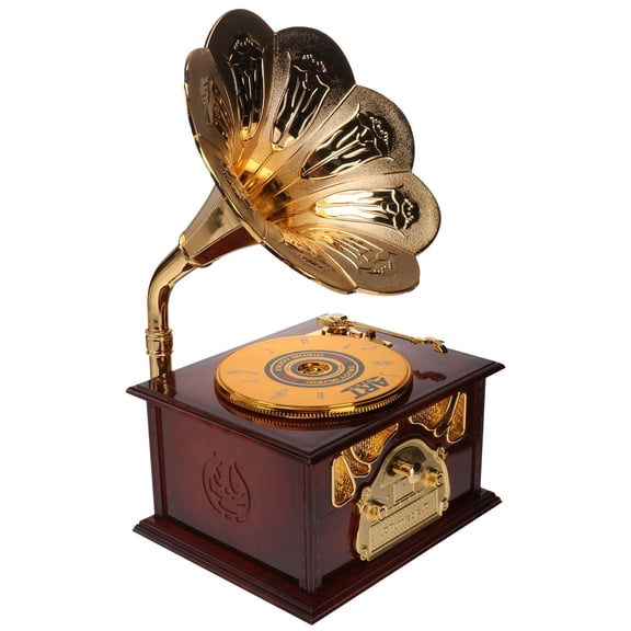 LOLIPPYY 1Pc Phonograph Music Box with Vintage Retro Design for Desktop Decor and Storage Box