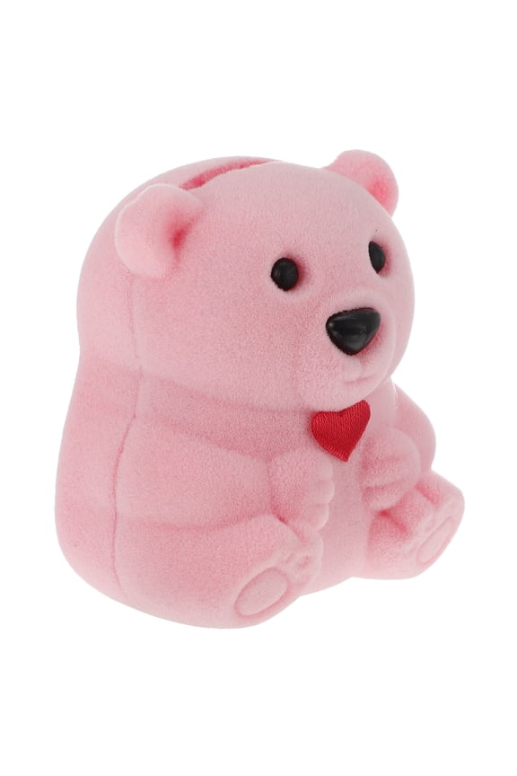 1Pc Pink Bear Ring Holder Unique Ring Storage Case for Engagement Use