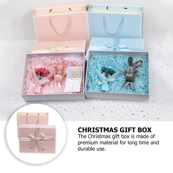 LOLIPPYY 1Pc Pink Bow Ribbon Christmas Present Box Fashionable Festival Storage Container