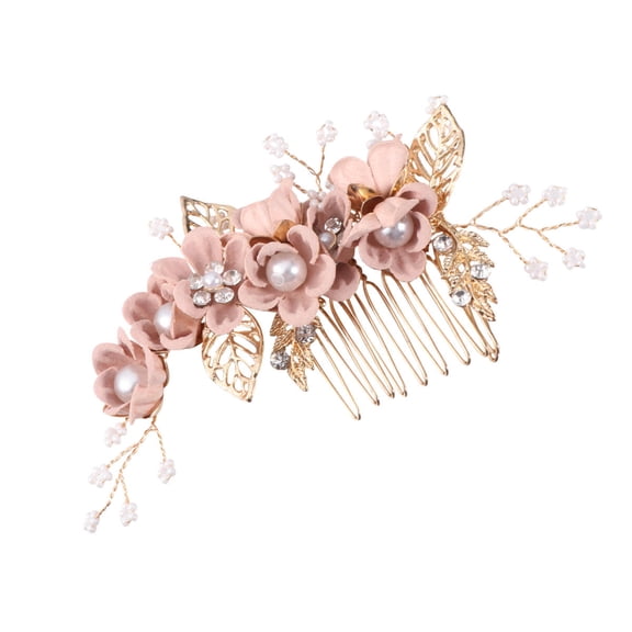 LOLIPPYY 1Pc Pink Bridal Hair Accessory Comb for Wedding Party Engagement Decoration