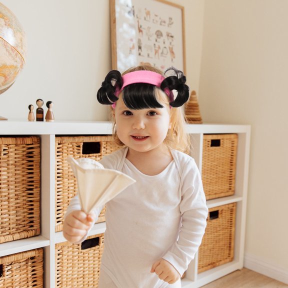 LOLIPPYY 1Pc Pink Fake Hair Headwear Extensible Comfortable Headband for Everyday Use