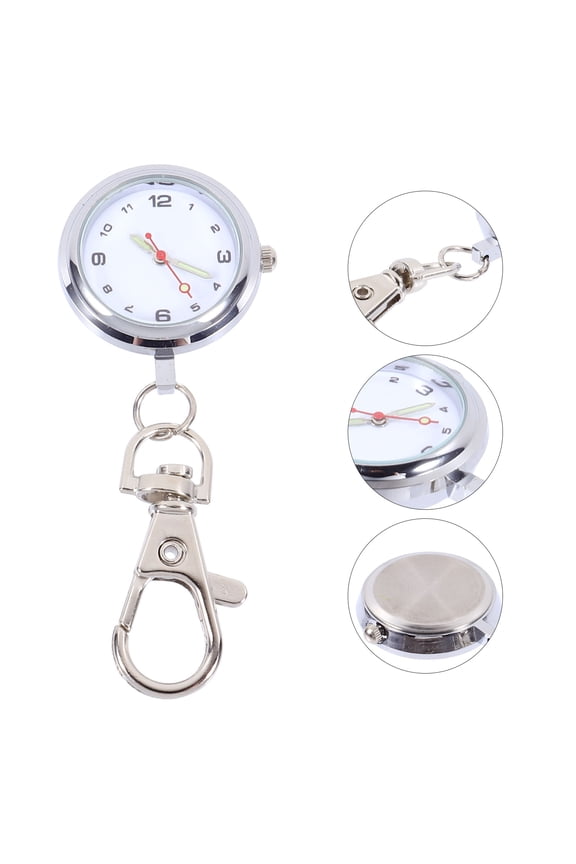 1Pc Plated Alloy Pocket Watch Keychain Quartz Pendant Large Dial for Decoration