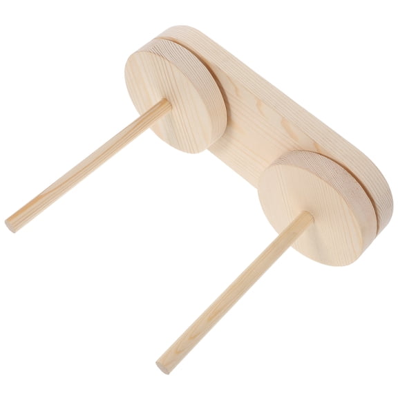 LOLIPPYY 1Pc Portable Beige Wooden Yarn Ball Rack Rotatable Thread Spool Stand for DIY Use