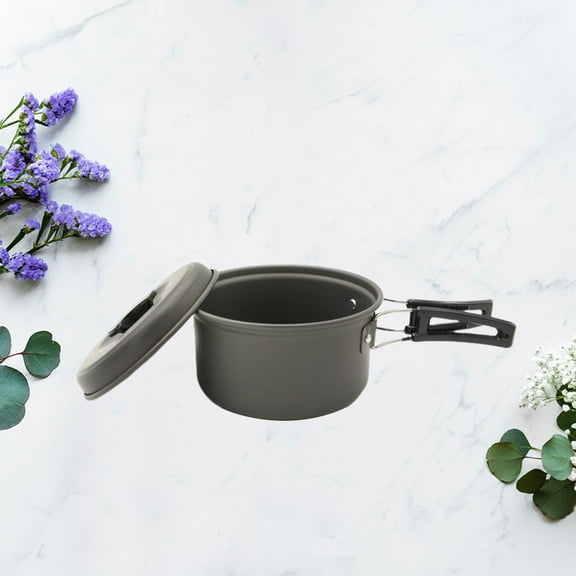 LOLIPPYY 1Pc Portable Cooking Pot Metal For Single Person Outdoor Use
