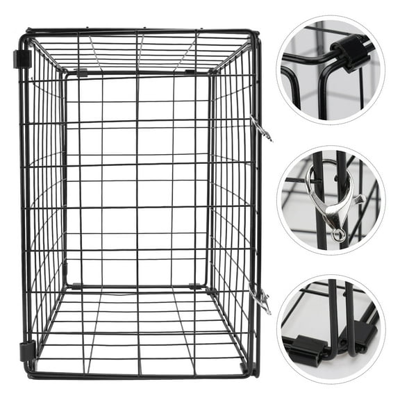 LOLIPPYY 1Pc Portable Folding Black Cat Cage for Pet Supplies and Secure Car Travel
