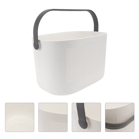 LOLIPPYY 1Pc Portable Storage Basket Handheld Wash Basket for Toiletries (Gray)