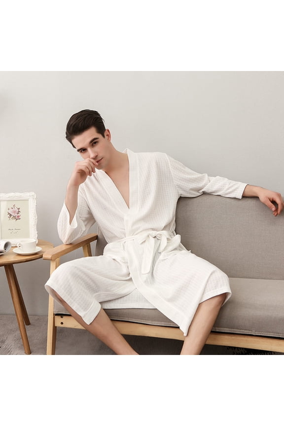 1Pc Comfortable Couple Robe Made of Breathable Polyester, Ideal Home Bathrobe for Relaxing and Lounging