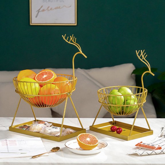 LOLIPPYY 1Pc Premium Iron Food Storage Basket Double Layer for Snacks and Fruits