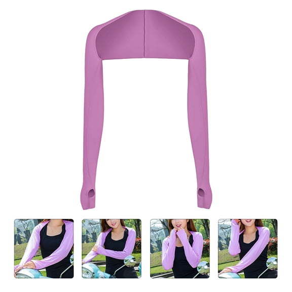 LOLIPPYY 1Pc Purple Sunscreen Sleeve for Gloves Ultrathin Stretchy Arm Cover Breathable Sun Protection