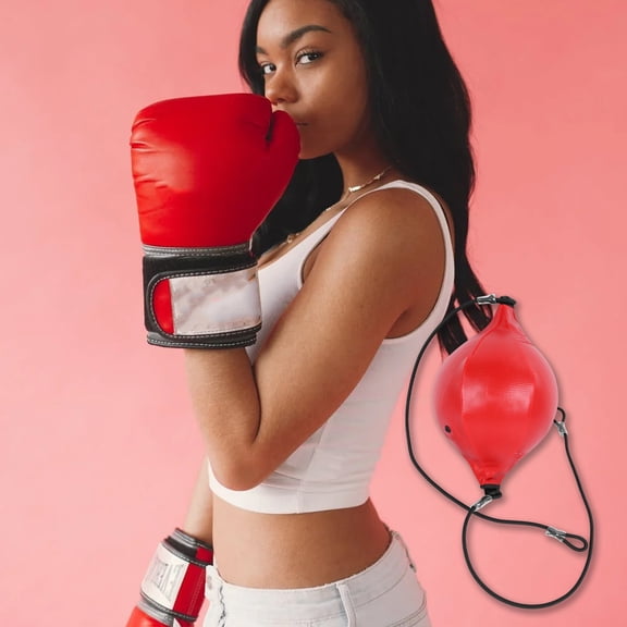 LOLIPPYY 1Pc Red Boxing Bag Pear Shape with PU Durable Design for Reflex and Hand Eye Coordination