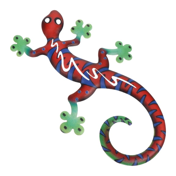 LOLIPPYY 1Pc Red Iron Gecko Wall Adornment with Lifelike Design for Bedroom and Garden