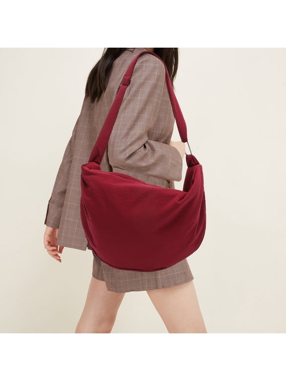 Red Retro Shoulder Bag Canvas Handbag for Storage Use with Durable Construction and Large Capacity