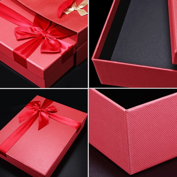 LOLIPPYY 1Pc Red Shirt Box with Ribbon Luxurious Paperboard Storage for Clothes Scarves and Books