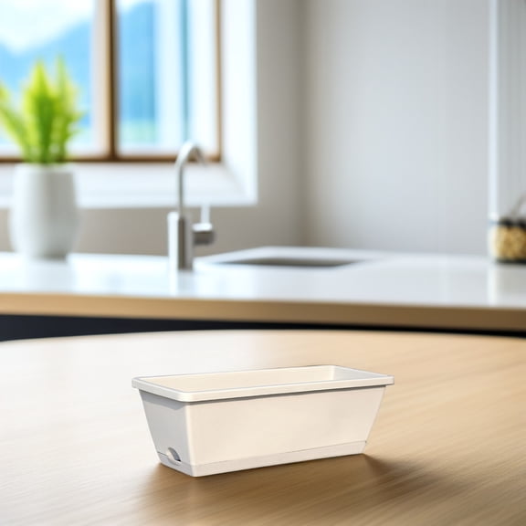 LOLIPPYY 1Pc Resin Rectangular Plant Basin Light Grey Thickened Breathable Garden Flowerpot for Vegetables