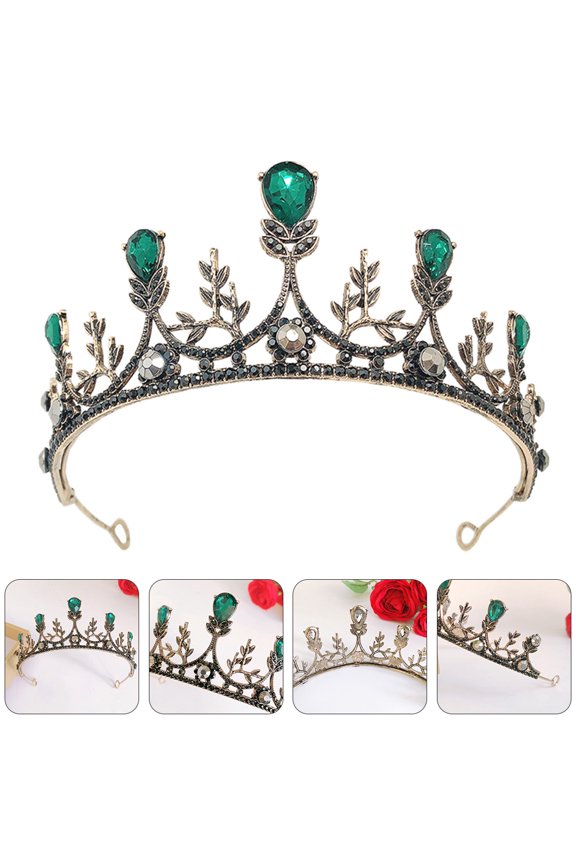 1Pc Rhinestone Bridal Crown Hairband Green Wedding Accessory for Parties Anniversaries and Weddings