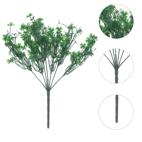 LOLIPPYY 1Pc Shamrock Silk Flowers Green Faux Clover Plant Decorative Piece for Wedding Events