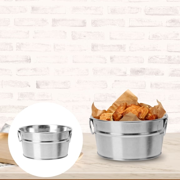 LOLIPPYY 1Pc Silver Stainless Steel Food Serving Bucket for Restaurant Snack Storage Easy to Clean