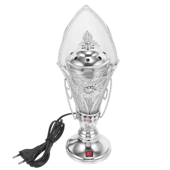 LOLIPPYY 1Pc Simple Plated Silver Metal Incense Holder with Chic Design for Desktop Display