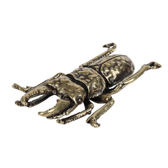 LOLIPPYY Realistic Brass Beetle Figurine Decorative Brass-carved Ornament for Home Decor, Golden Finish, 1 Piece