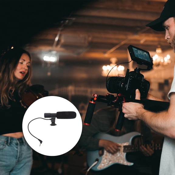 LOLIPPYY 1Pc Smartphone and Camera Microphone Black Compact Recording Mic with 35Mm Jack