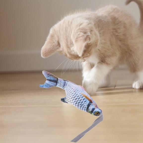 LOLIPPYY Soft Grey Cat Fish Toy with Catnip for Pet Exercise and Stimulation - Interactive Plaything for Cats