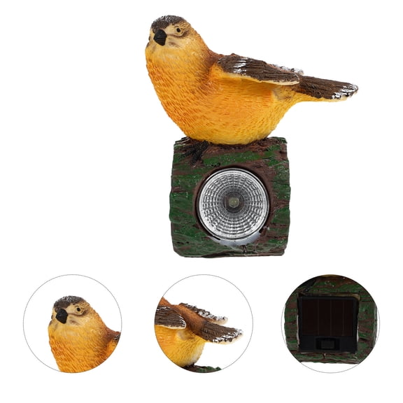 LOLIPPYY 1Pc Solar Bird Shape Light Orange Resin Garden Lamp Statue for Outdoor Patio and Lawn Decoration