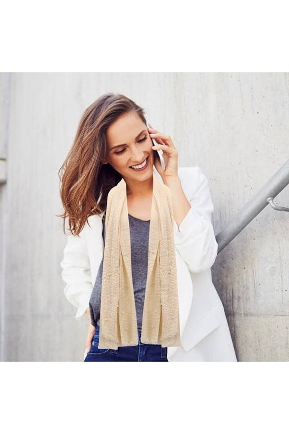 1Pc Stylish Beige Cotton Scarf Multi Purpose Outdoor Shawl with Embellishment