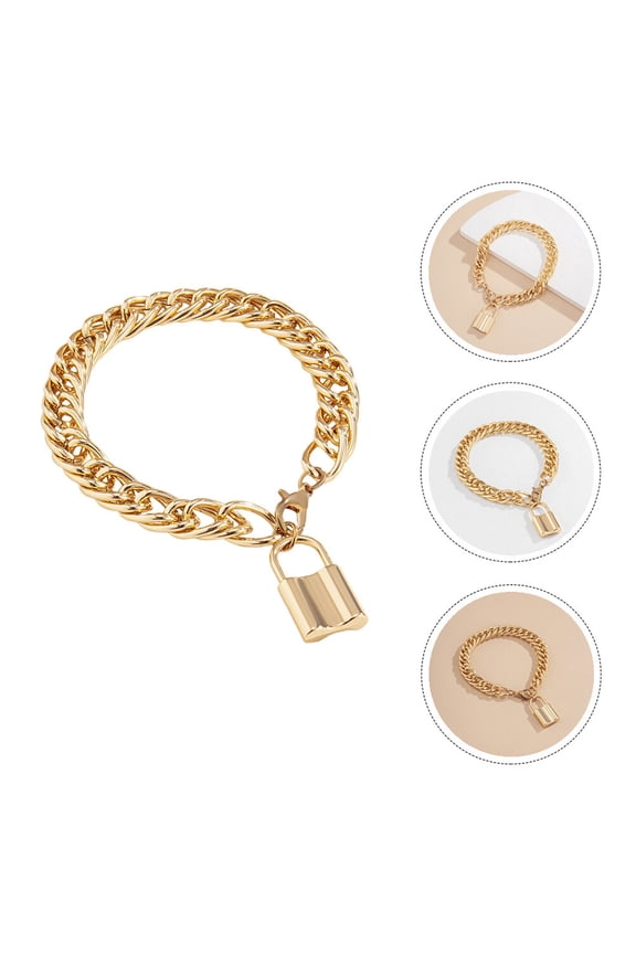 1Pc Stylish Golden Metal Foot Chain with Lock Pendant for Charming Decoration