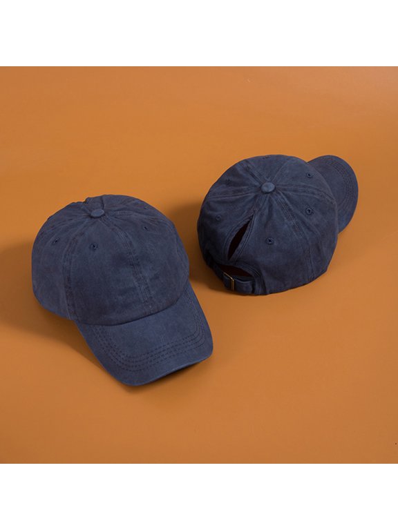 1pc Solid Color Hat Fashion Baseball Simple Headwear Summer Sun Hat Cotton Headwear for Woman Man Student (Dark Blue)