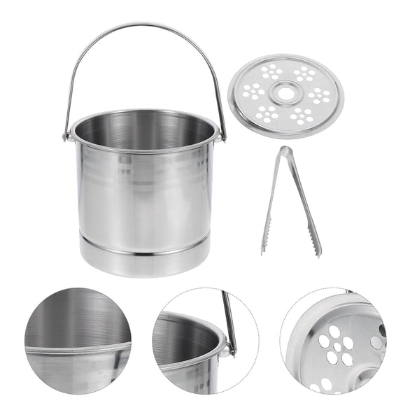 LOLIPPYY 1Pc Thickened Stainless Steel Bucket for Beverage Storage and Transport Silver