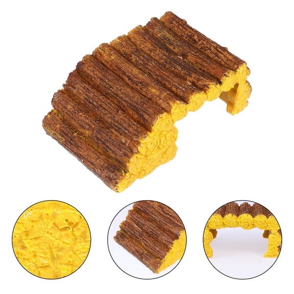 LOLIPPYY Turtle Aquarium Decoration, 1 Pc Yellow Climbing Platform with Stone Bridge, Reptile Decor