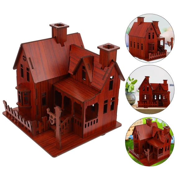LOLIPPYY 1Pc Villa Model Puzzle Kit In Brown For Creative DIY Projects At Office Decoration