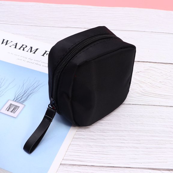 LOLIPPYY 1Pc Waterproof Cosmetic Bag Black Durable Portable Makeup Pouch for Travel Storage