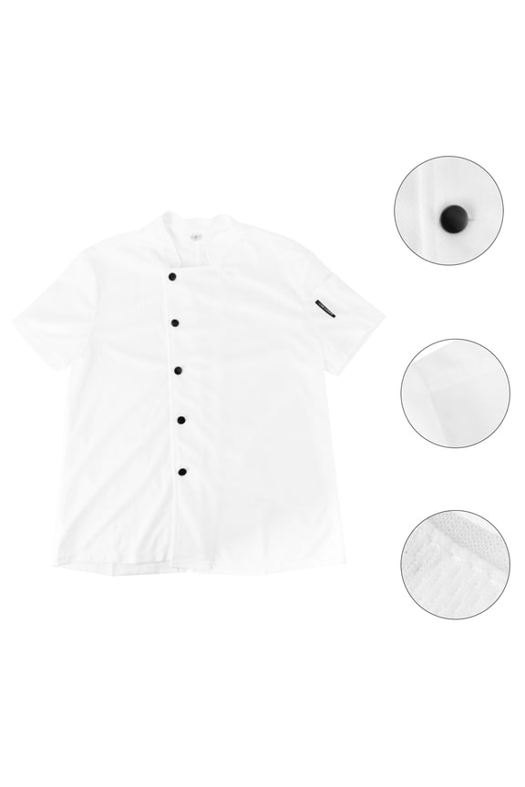 1Pc White Breathable Short Sleeve Chef Workwear Anti Wrinkle Cook Jacket